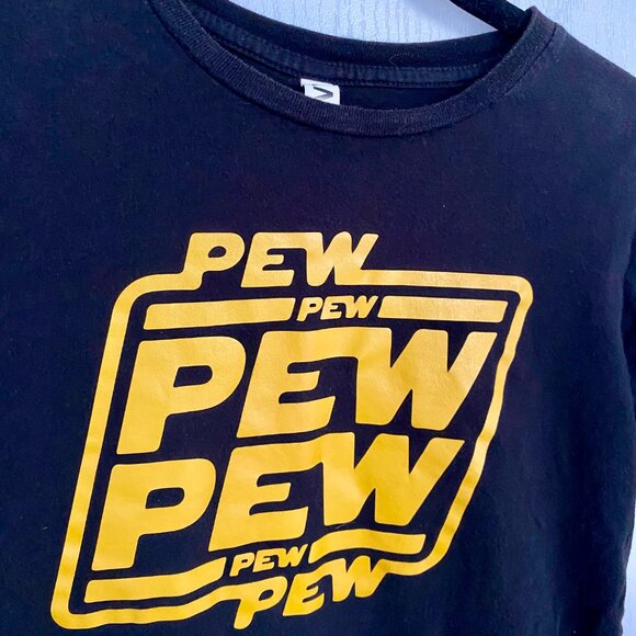 Kids Star Wars Pew Pew Black Cotton Graphic Short Sleeve Tee Shirt Size 8-10 - Picture 4 of 4